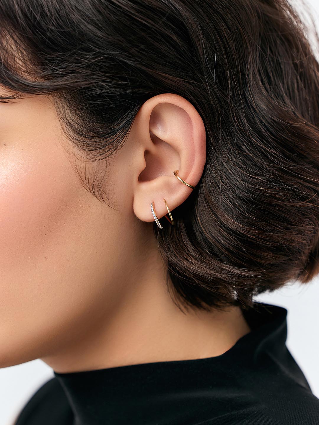 Harley Pave Double Hoop Earrings | 14K Gold on Sterling Silver | Cubic Zirconia