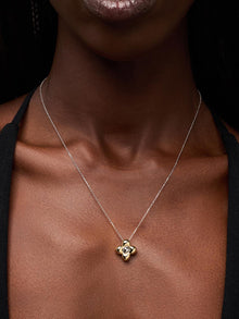 Liora Flower Pendant Necklace | 14K Gold on Brass/Rhodium on Brass
