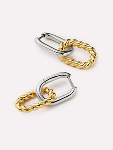Ash Double Mini Two Tone Drop Earrings | Rhodium on Brass/14K Gold on Brass
