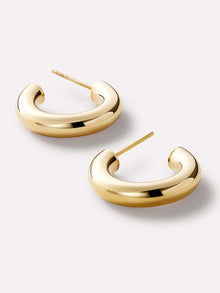 Bold C-Small Chunky Hoop Earrings | 10K Solid Gold
