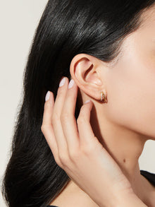 Toda Mini Huggie Hoop Earrings | 14K Gold on Sterling Silver | Cubic Zirconia
