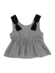 Girls | High Waisted Top | White/Black