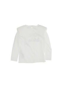 Girls | Padded Shoulder Jersey T-Shirt | Cream