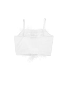 Girls | Cotton Top With Tulle Ruffles | White