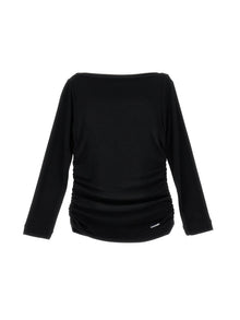 Girls | Draped Viscose T-Shirt | Black