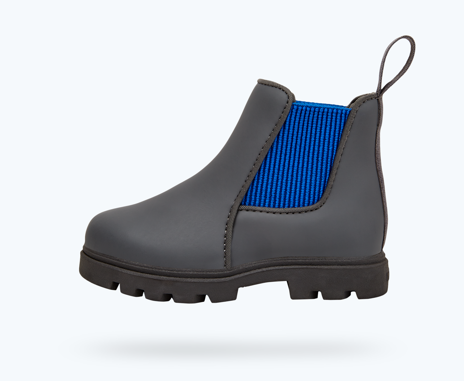 Side view of a Native Shoes Kids Kensington Treklite Kids | Dublin Grey/ Dublin Grey/ Victoria Blue Footwear