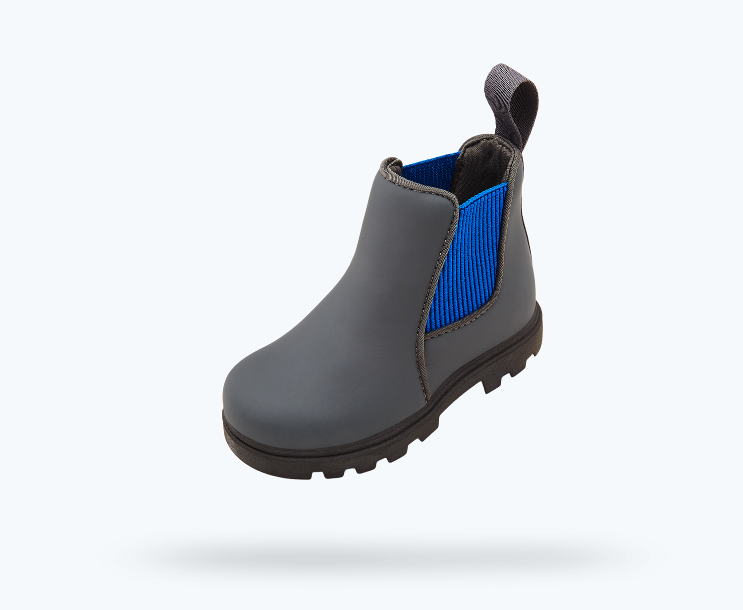 Angled view of a Native Shoes Kids Kensington Treklite Kids | Dublin Grey/ Dublin Grey/ Victoria Blue Footwear