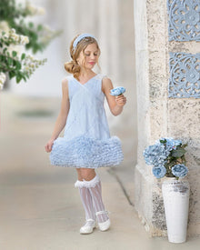 Skylar Tulle Ruffle Headband | Blue