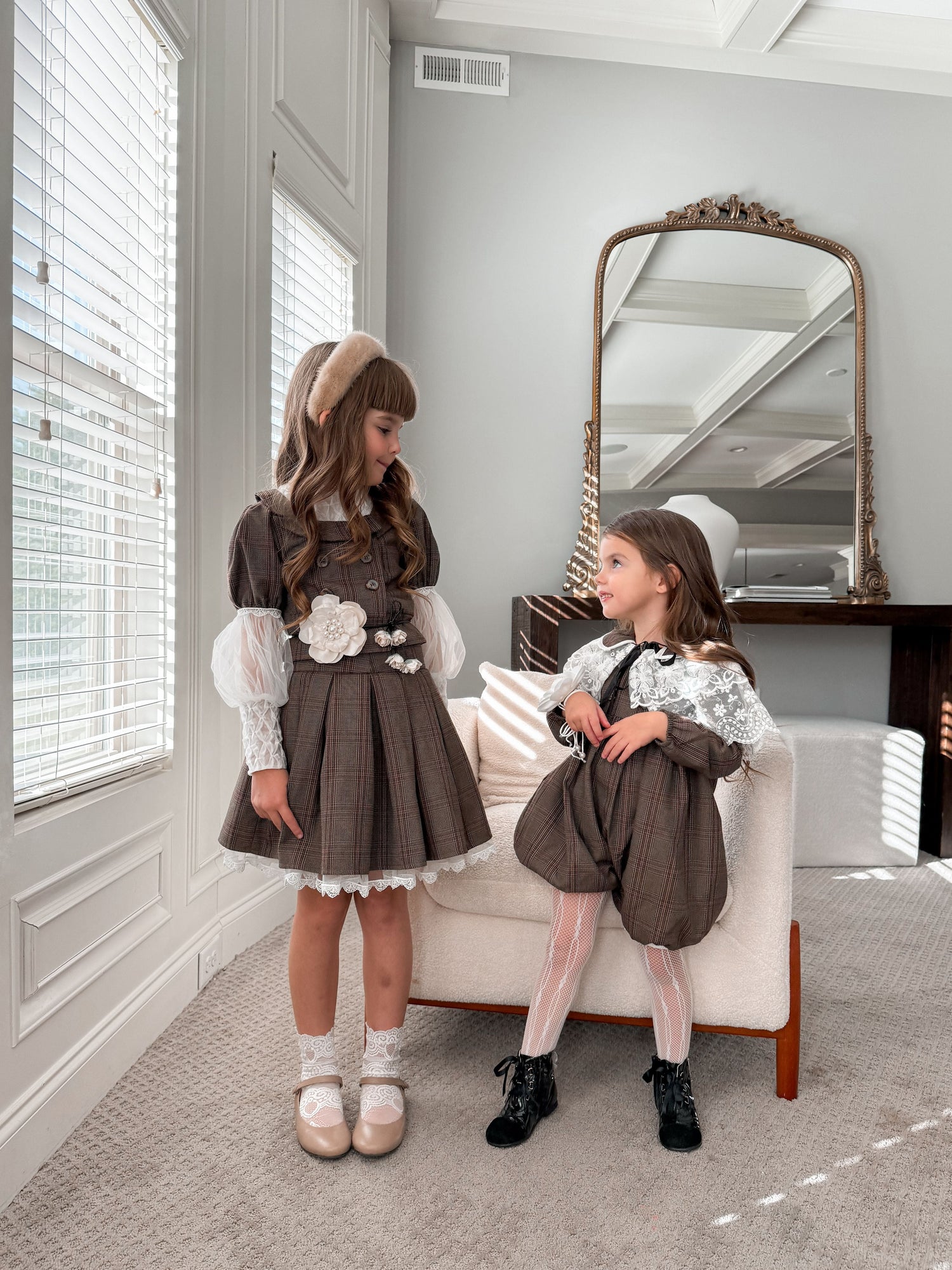 Baby Girls | Blair Estate Tweed Romper | Brown