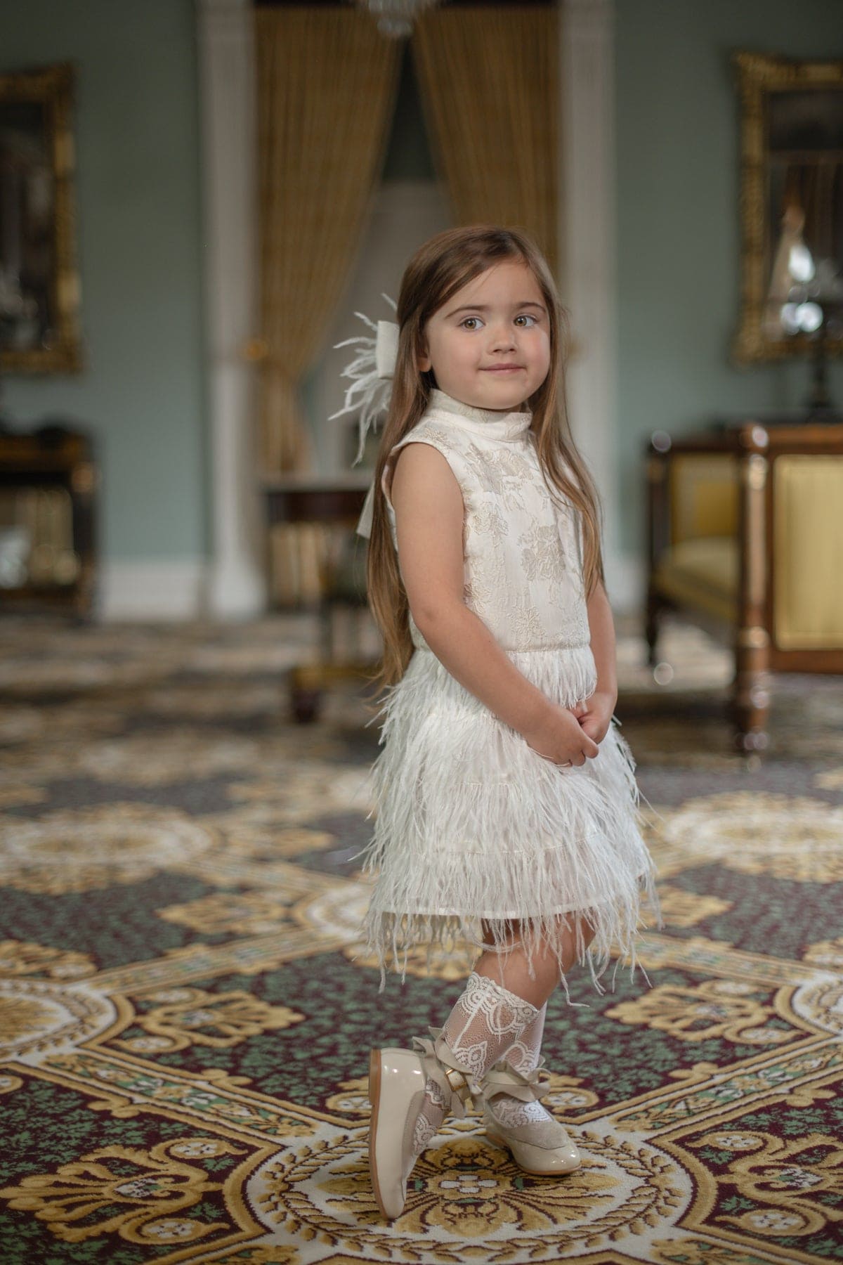 Baby Girls | Eliza Feather Dress | Ivory