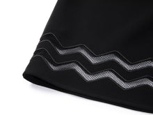 Triacetate Double Cut-Out Mesh Midi Skirt | Black