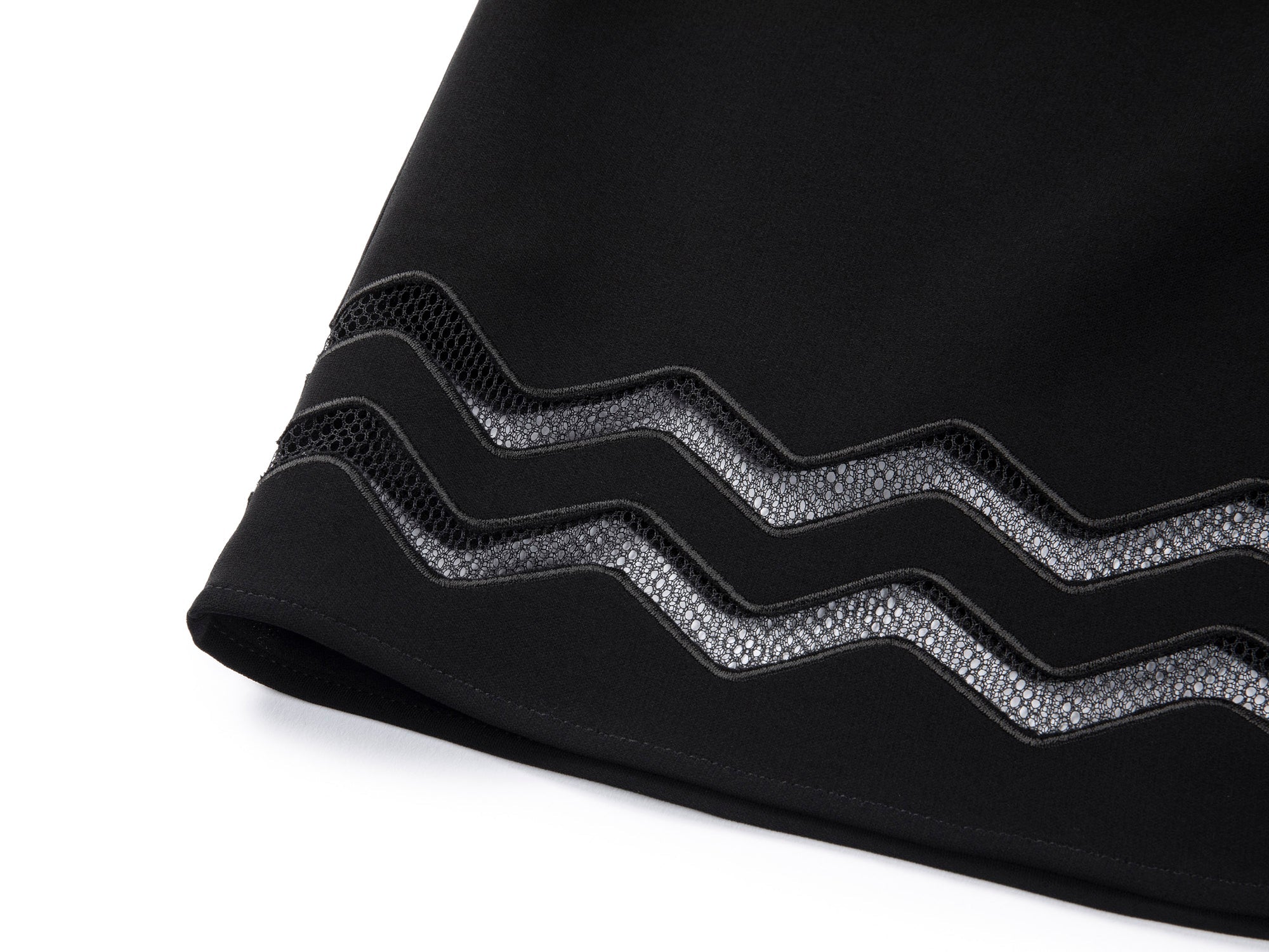 Triacetate Double Cut-Out Mesh Midi Skirt | Black
