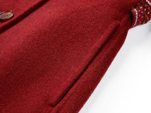 double-breasted wool coat | Wine Red
