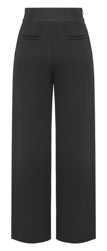 Elastic High-Waisted Wide-Leg Trouser | Black