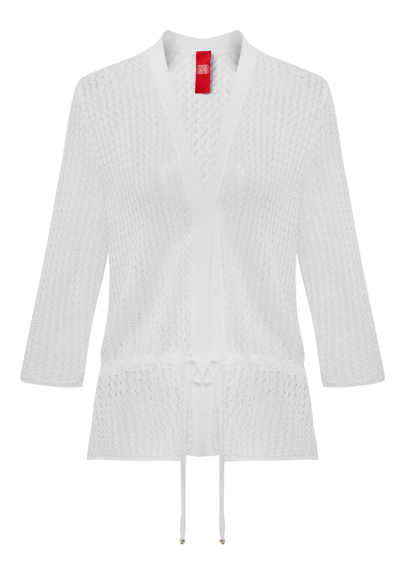 Short Sleeve Open-Knit Cardigan | White