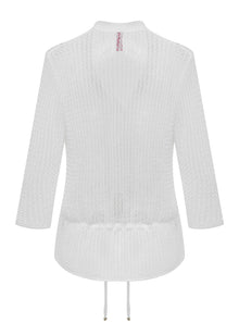 Short Sleeve Open-Knit Cardigan | White