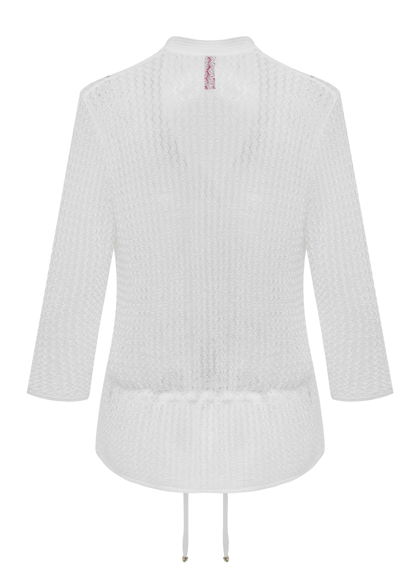 Short Sleeve Open-Knit Cardigan | White