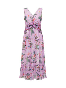Silk Floral Midi Dress | Purple