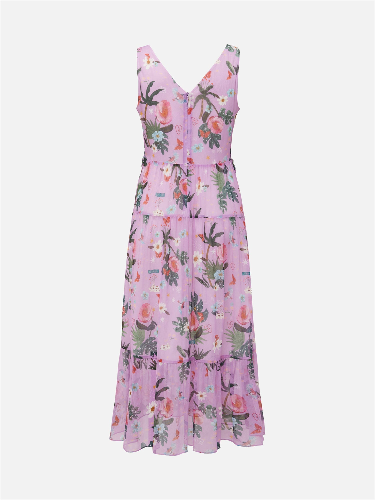 Silk Floral Midi Dress | Purple