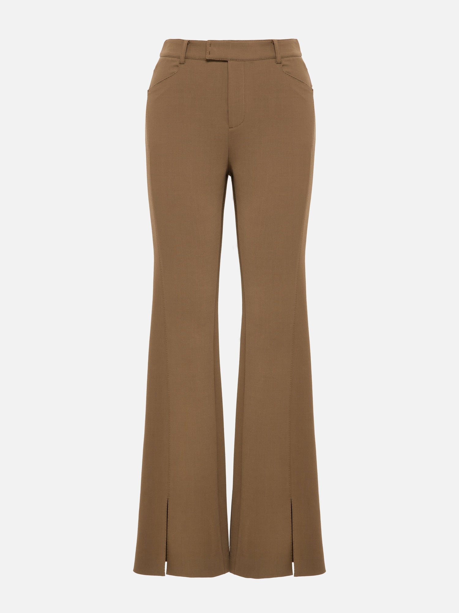 Fine Knitted Front Slits Pants | Brown