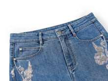 Embroidered Flare Jeans | Blue