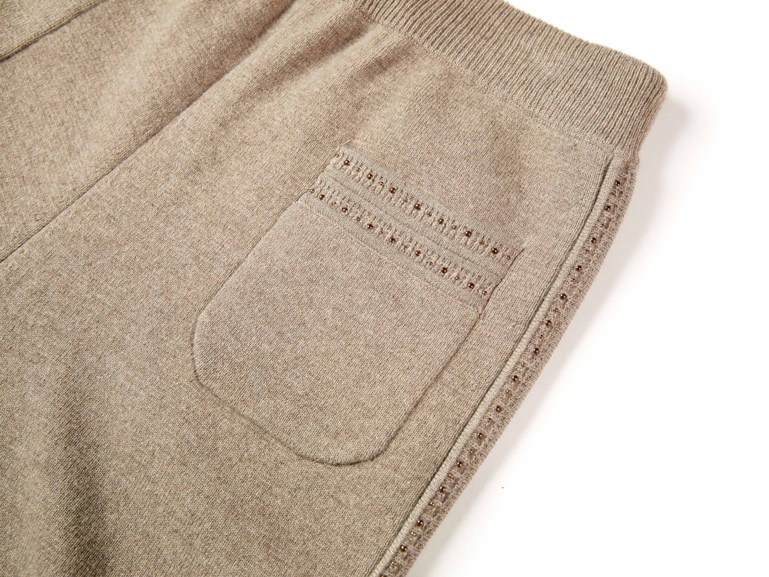 High-waisted Knit Straight Leg Pants | Camel