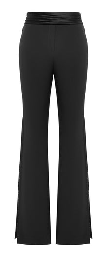 Straight Leg High-Waisted Flared Trouser | Black