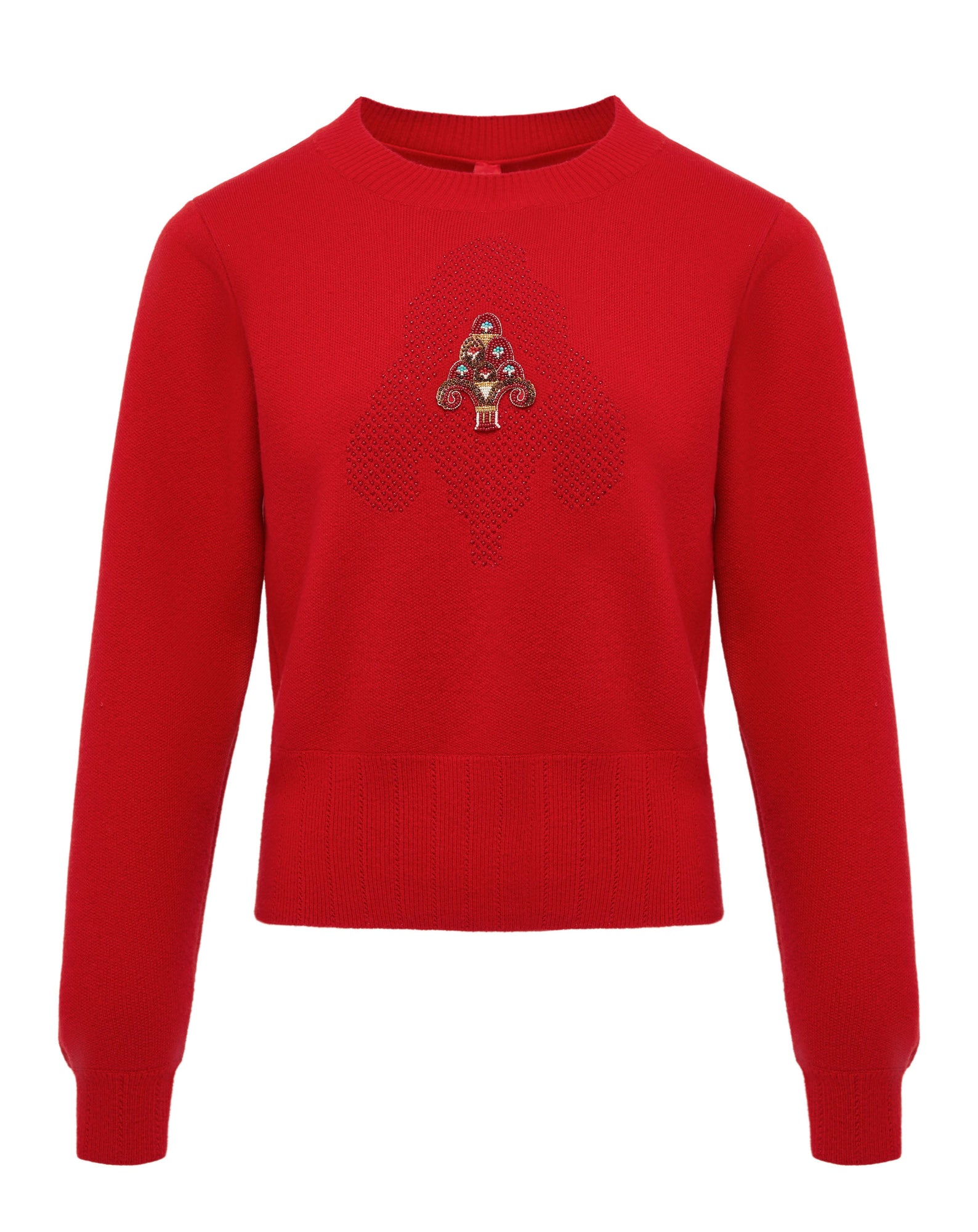 Round Neck Soft Knit Top | Red