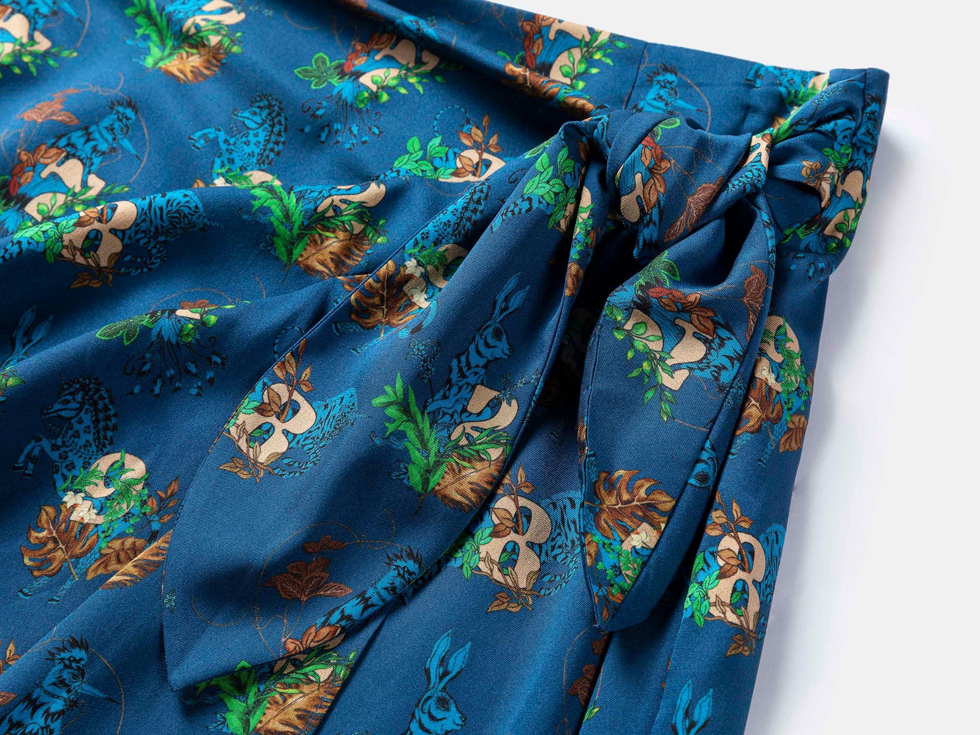 Flora Print Midi Wrap Skirt | Blue