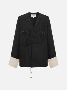 Intricate Tonal Embroidery Jacket | Black