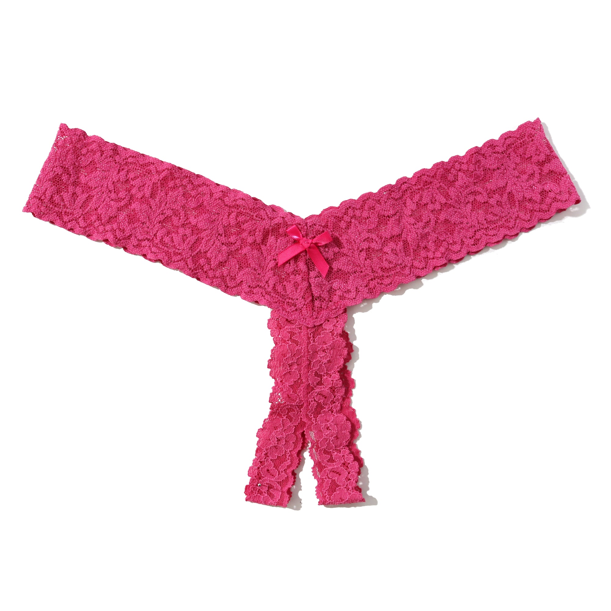 Signature Lace Open Gusset Thong | Dragon Fruit Pink