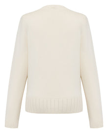 Floral Round-Neck Knit Sweater | Beige