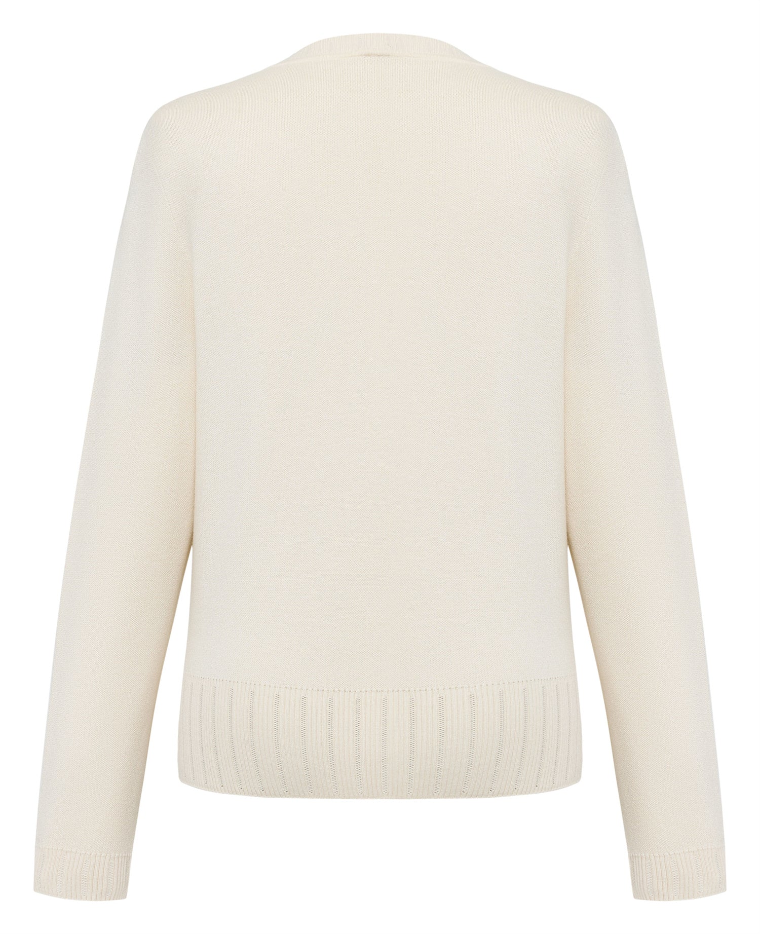 Floral Round-Neck Knit Sweater | Beige