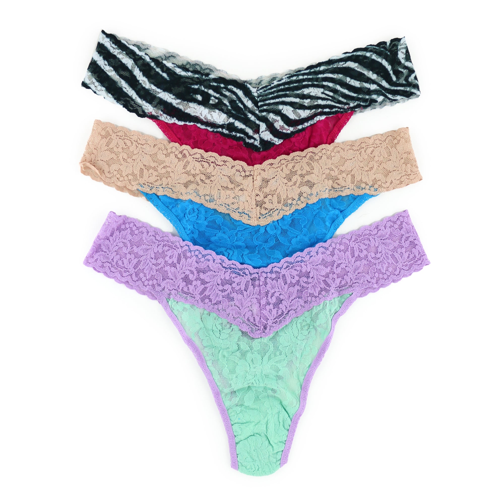 3 Pack Signature Lace Original Rise Thong | Fijb/Chai, Zebra, Mspg/Lsap