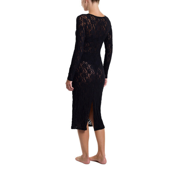 Signature Lace Midi Dress | Black