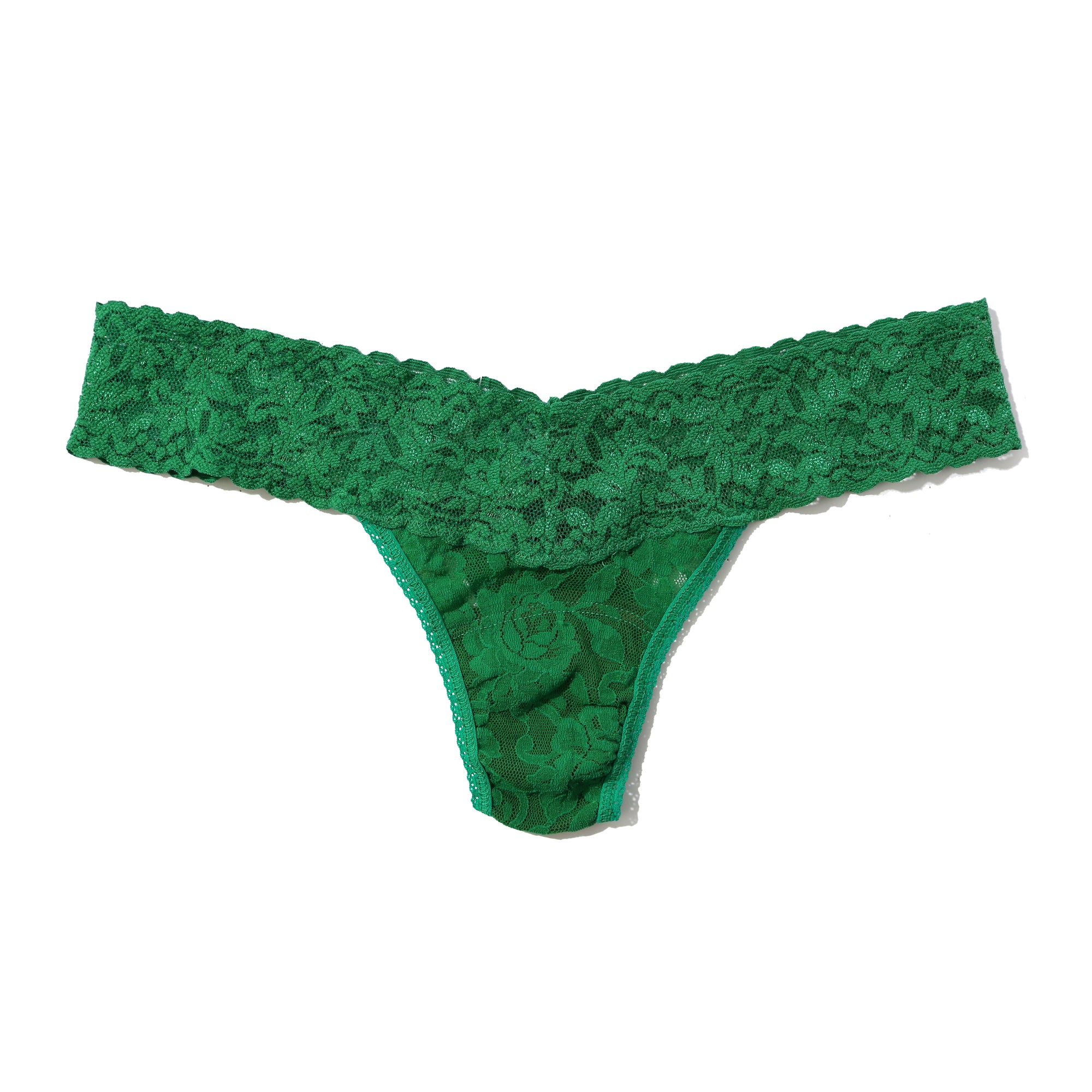 Signature Lace Low Rise Thong | Mistletoe Green