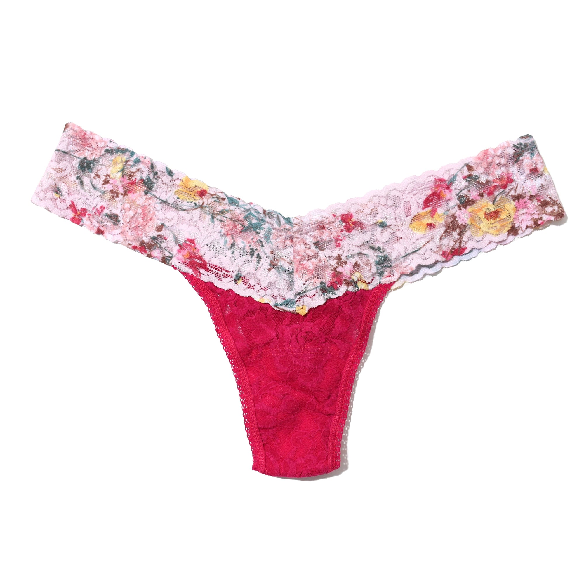 Signature Lace Low Rise Thong | Venetian Pink x Blanche Fleur
