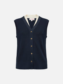 Cotton-Blend Knit Vest | Navy
