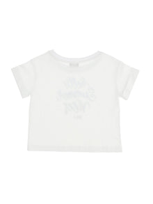 Girls | Short Jersey T-Shirt | White/Sky Blue