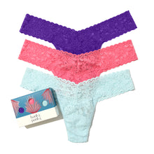 3 Pack Signature Lace Low Rise Thongs | Electric Purple/Raincloud/Guava Pink