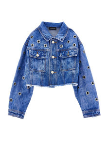 Girls | Denim Jacket With Sails | Stone Denim Blue