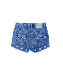 Girls | Jeans Shorts With Sails | Stone Denim Blue
