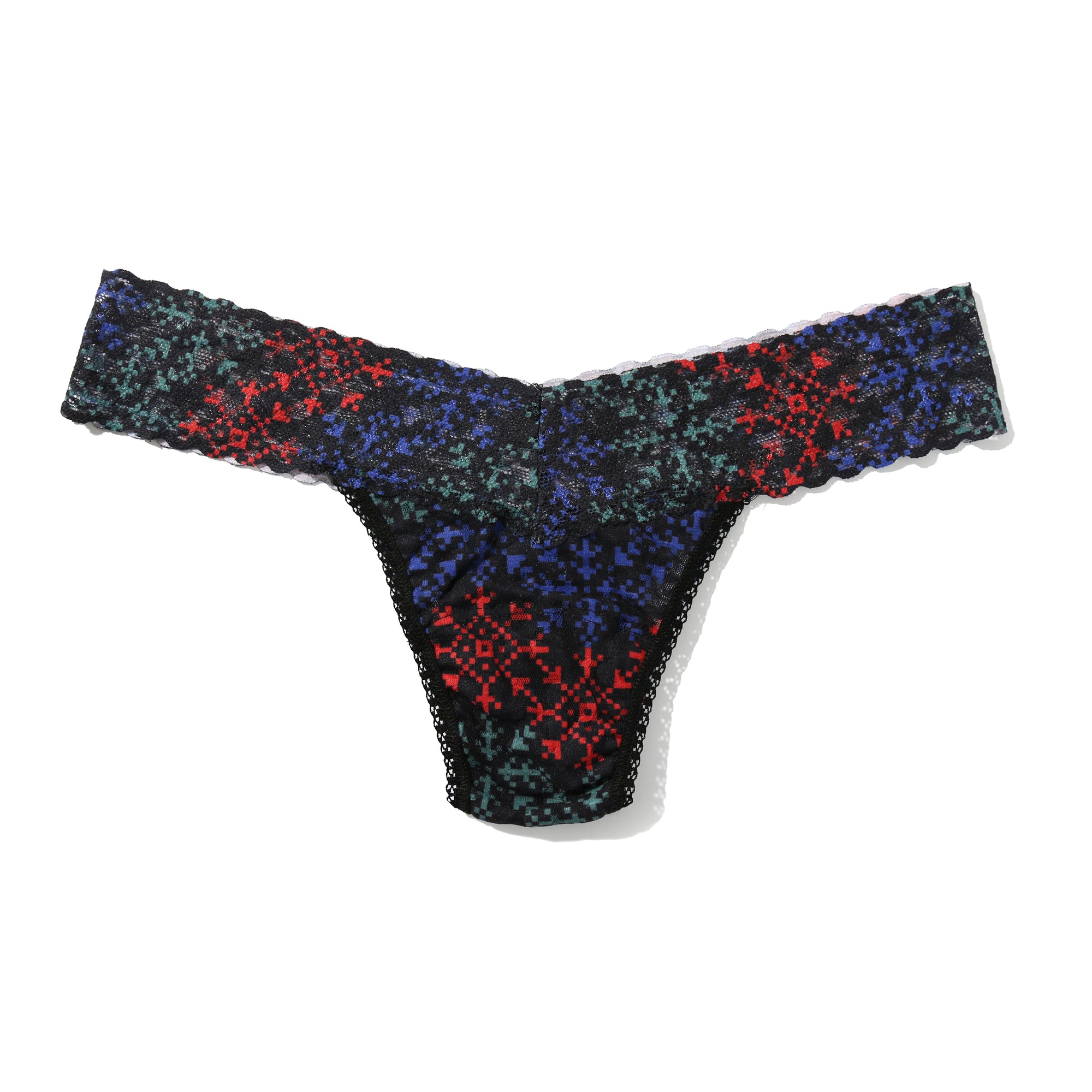 Sinature Lace Low Rise Thong & Saxx Boxer Brief | Snow Flake Chevron (Black)