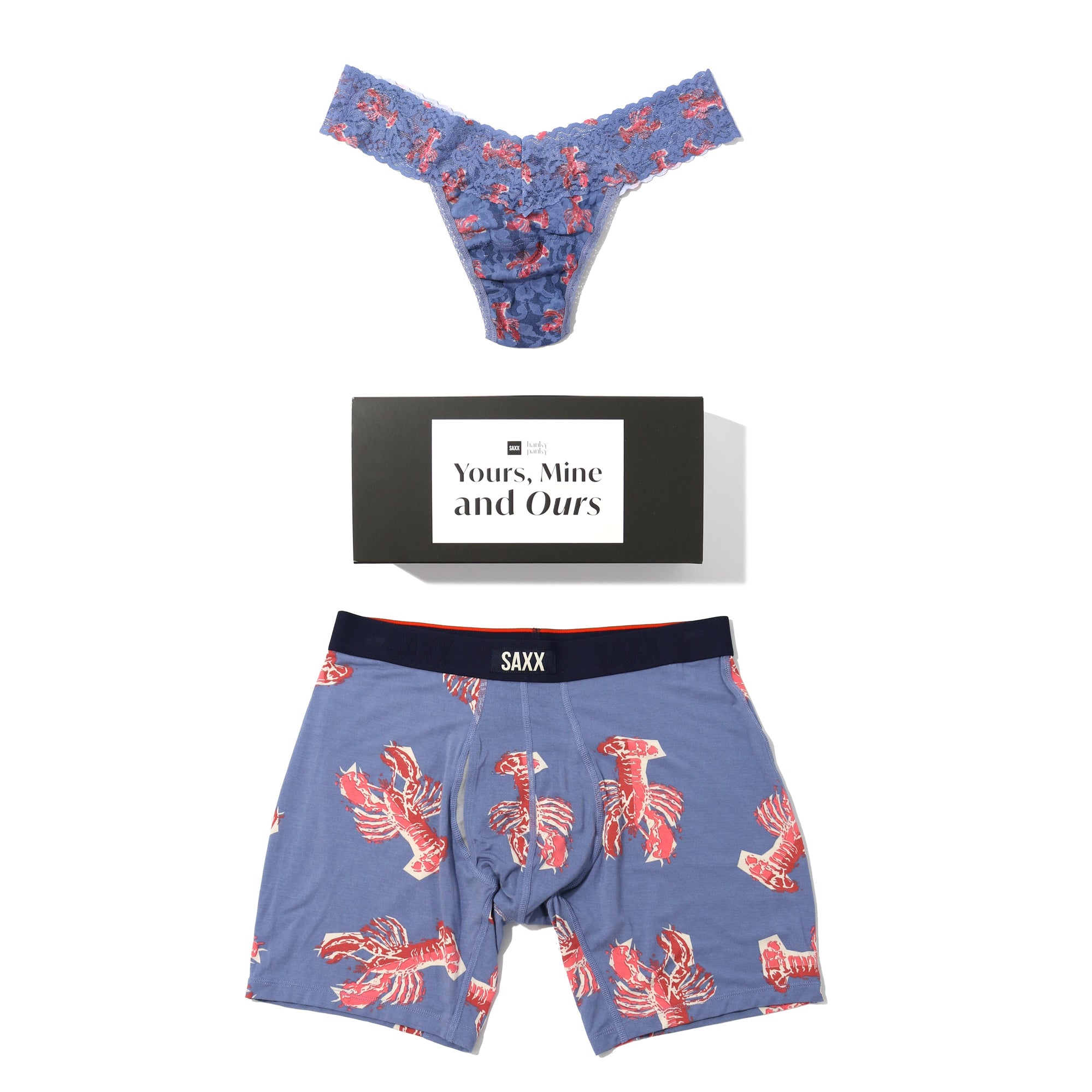 Sinature Lace Low Rise Thong & Saxx Boxer Brief | Lobster Boil-Tidal Blue