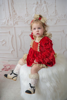 Baby Girls | Victoria Velvet Romper | Red