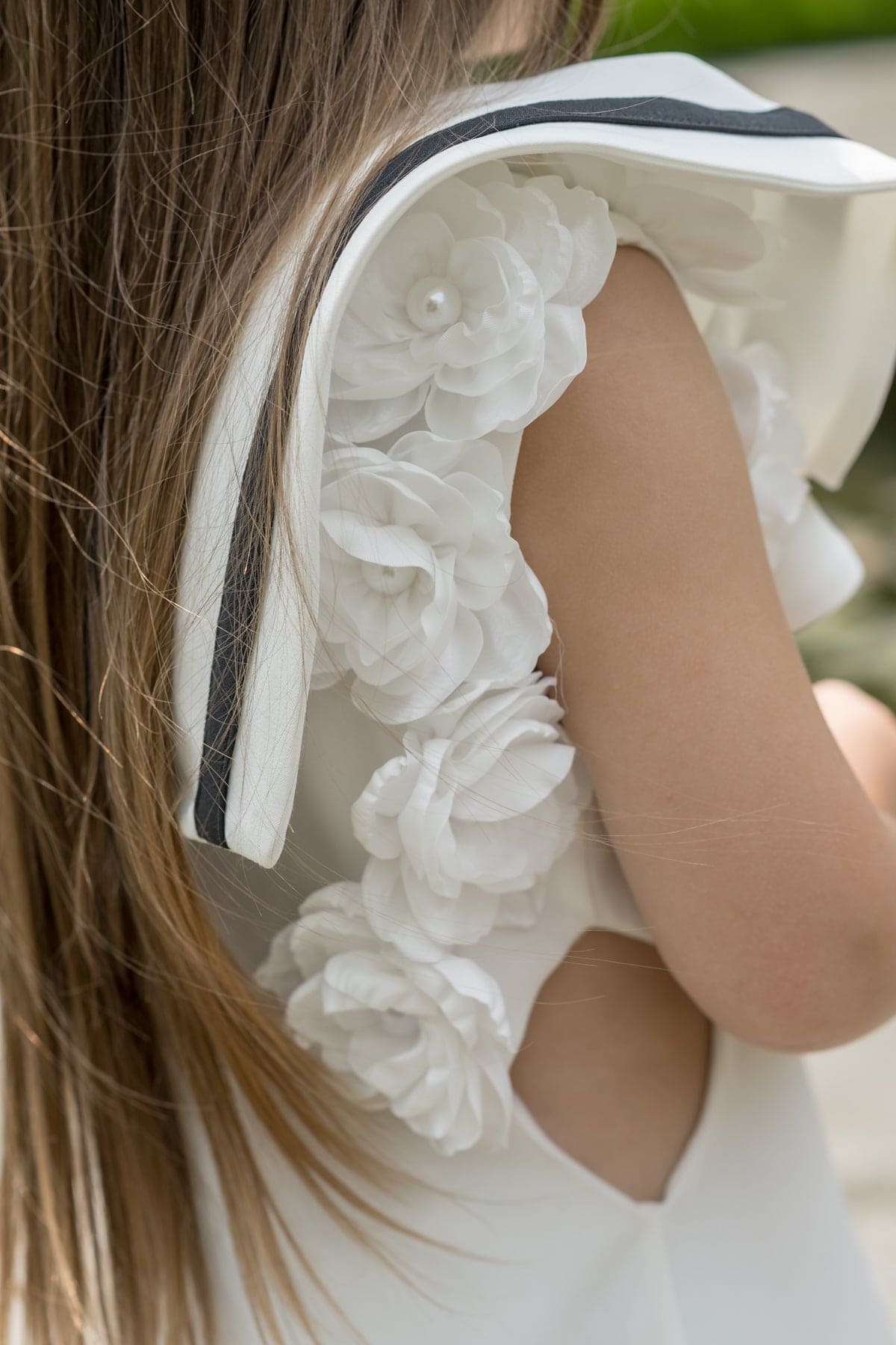 Baby Girls | Alex Ruffle Dress with Contrast Line | White & Black