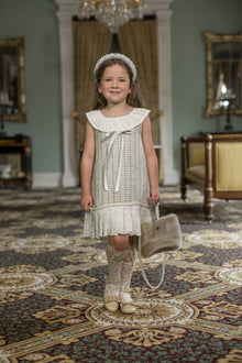Baby Girls | Iris Tweed Dress | White x Blue