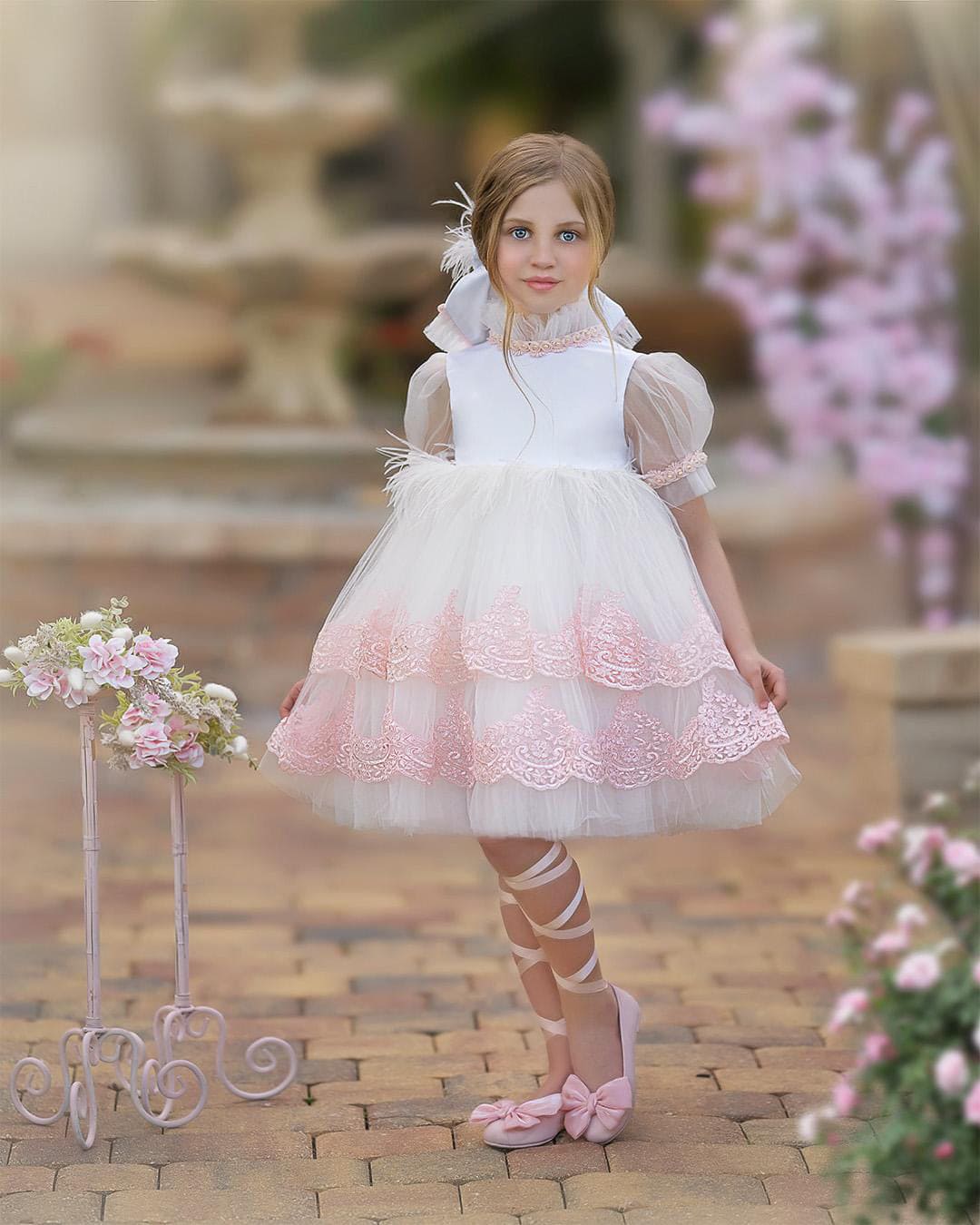 Baby Girls | Laila Embroidered Feather Dress | White