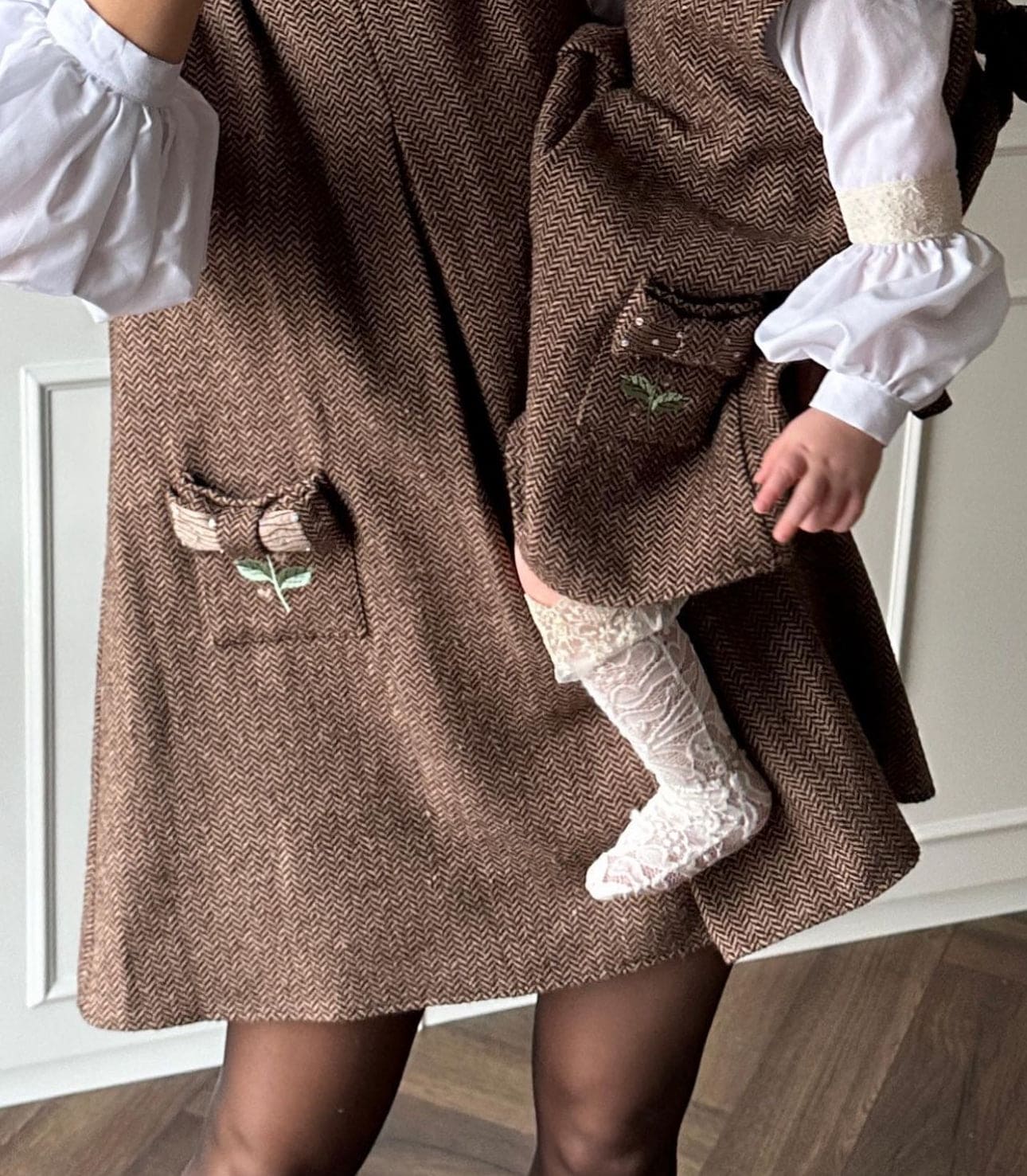 Women | Herringbone Tweed Mom Dress | Brown
