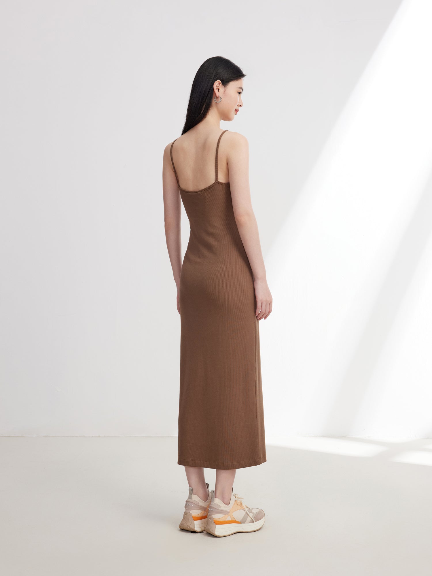 Suspenders Dress | Camel